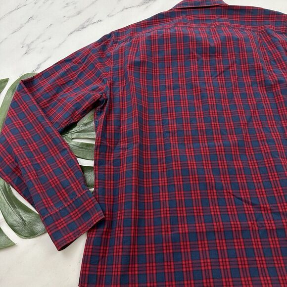 Bonobos Mens Button Up Shirt Size XL Red Blue Plaid Silm Fit Long Sleeve - Picture 11 of 12